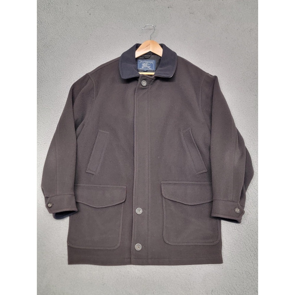 Vintage Burberrys Car Coat Mens M (Fits Large) Brown Wool Blend Overcoat USA 90s